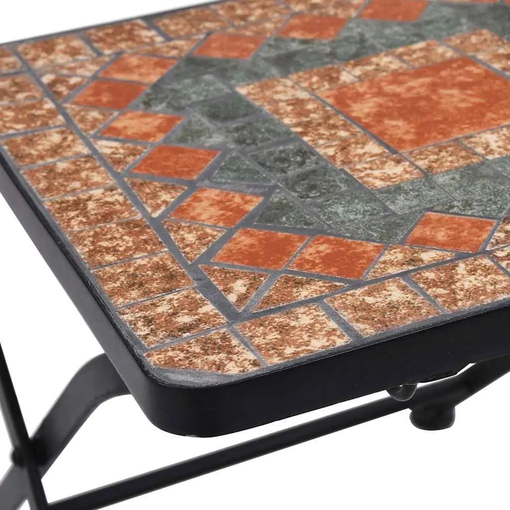 Mosaic Outdoor Bistro Chairs Set of 2 Garden Patio Seating Orange Grey