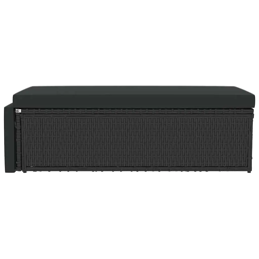 2 Piece Garden Lounge Set Outdoor Sofa Stool with Cushions Black