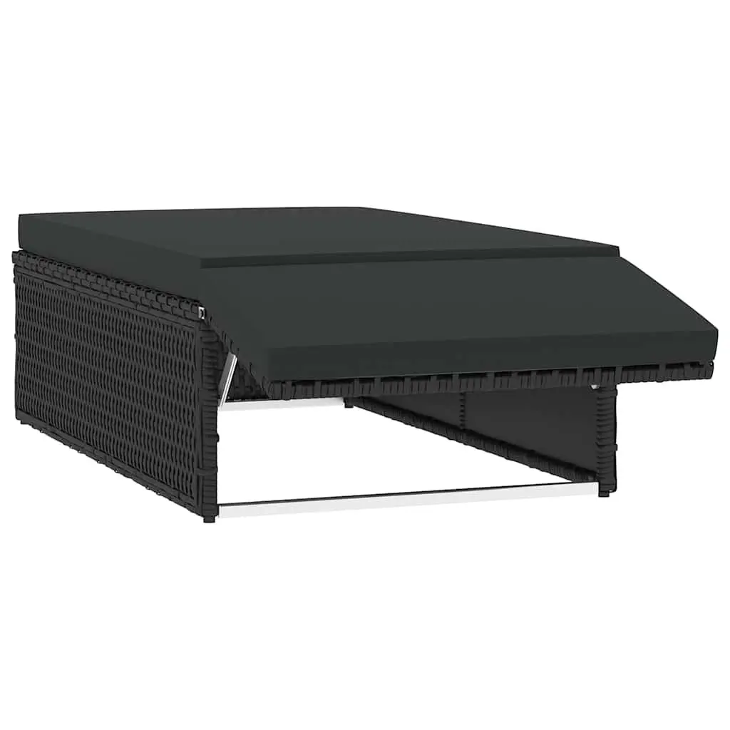2 Piece Garden Lounge Set Outdoor Sofa Stool with Cushions Black