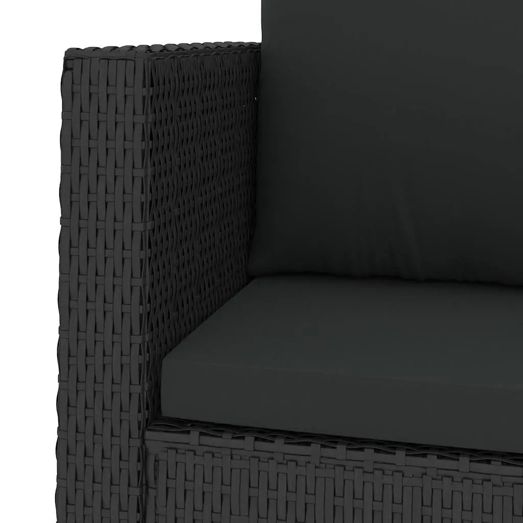 2 Piece Garden Lounge Set Outdoor Sofa Stool with Cushions Black