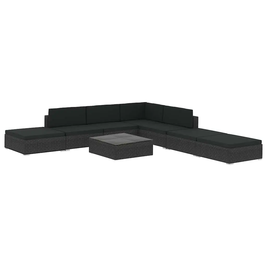 Garden Lounge Set 8 Piece Outdoor Seating Poly Rattan Sofa Patio Furniture Black