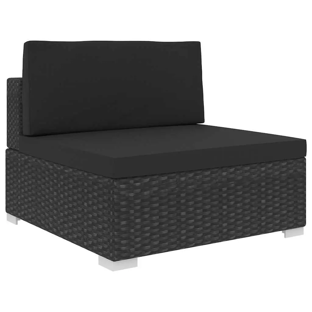 Outdoor Lounge Set 8 Piece Garden Furniture Poly Rattan Sofa with Cushions Black