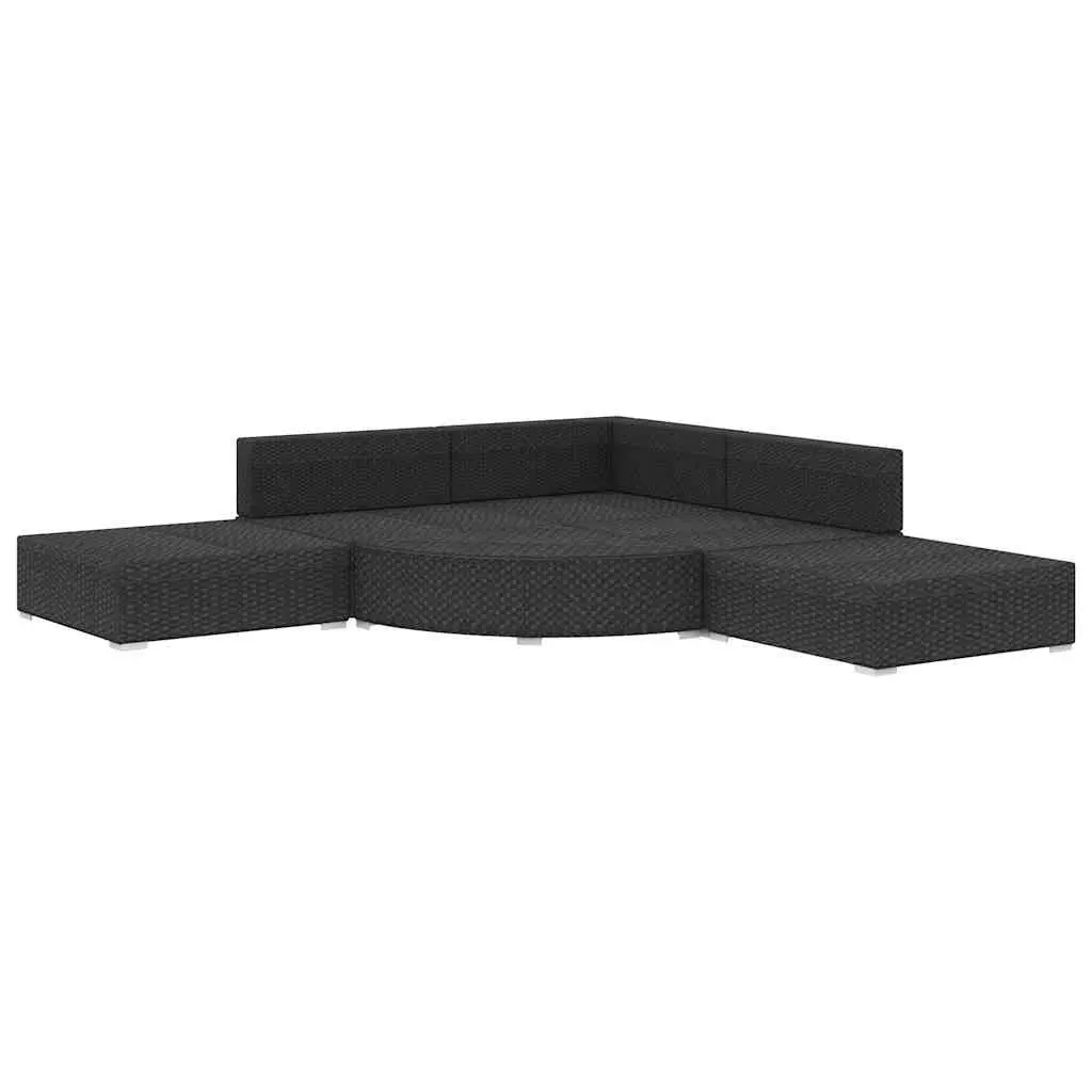 Rattan Sofa Set Outdoor Garden Lounge 6 Piece Modular Black with Cushions