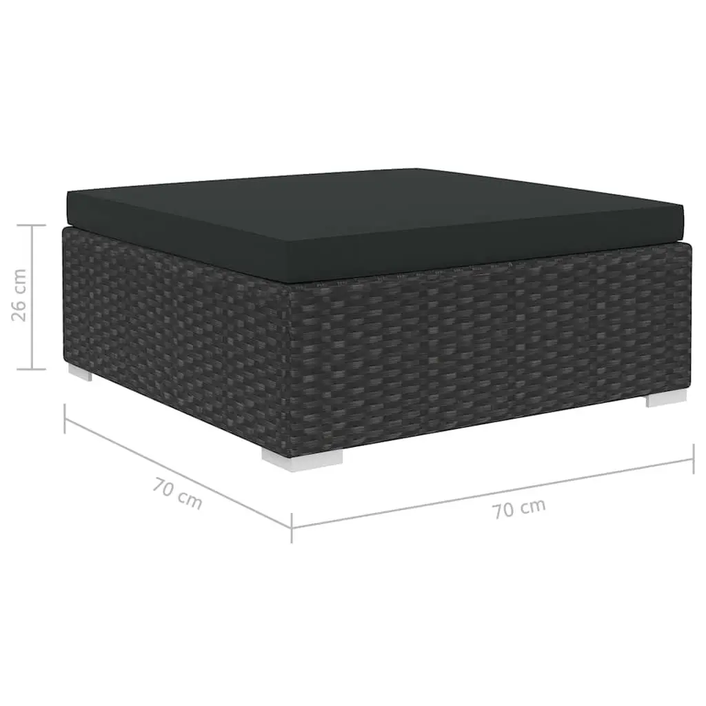 Rattan Sofa Set Outdoor Garden Lounge 6 Piece Modular Black with Cushions