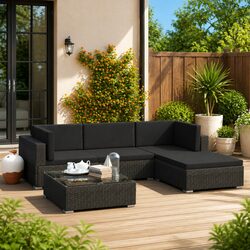 Comfortable 5 Piece Garden Sofa Set with Cushions