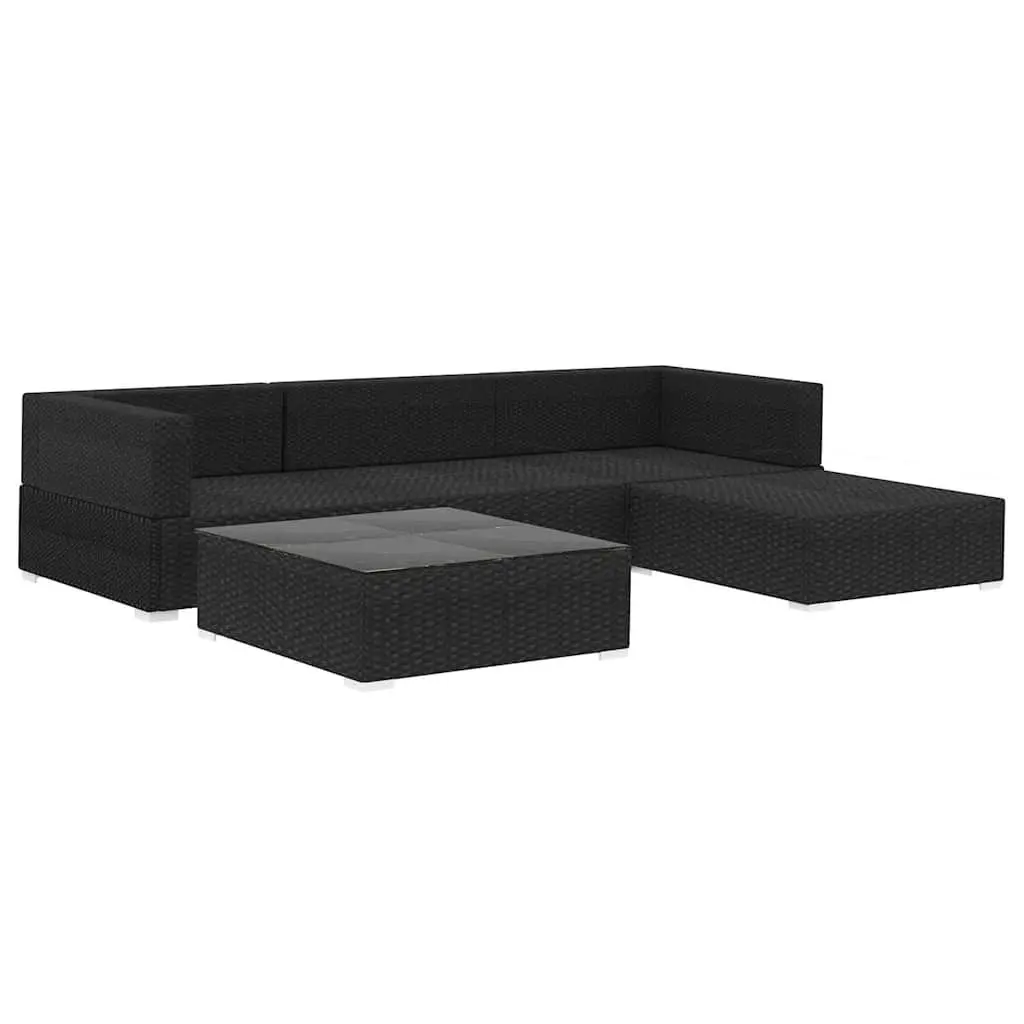 5 Piece Garden Lounge Set Outdoor Patio Sofa with Cushions Black
