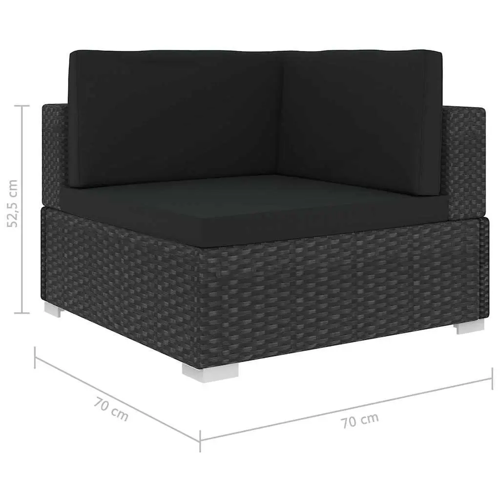 5 Piece Garden Lounge Set Outdoor Patio Sofa with Cushions Black