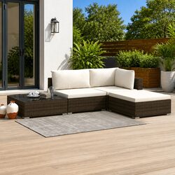 Comfortable 4 Piece Brown Garden Lounge Set with Cushions