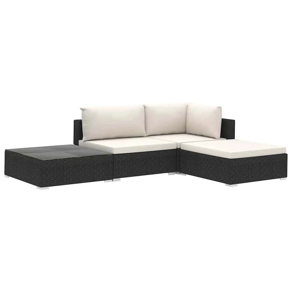 4 Piece Garden Lounge Set Outdoor Furniture Patio Sofa Black