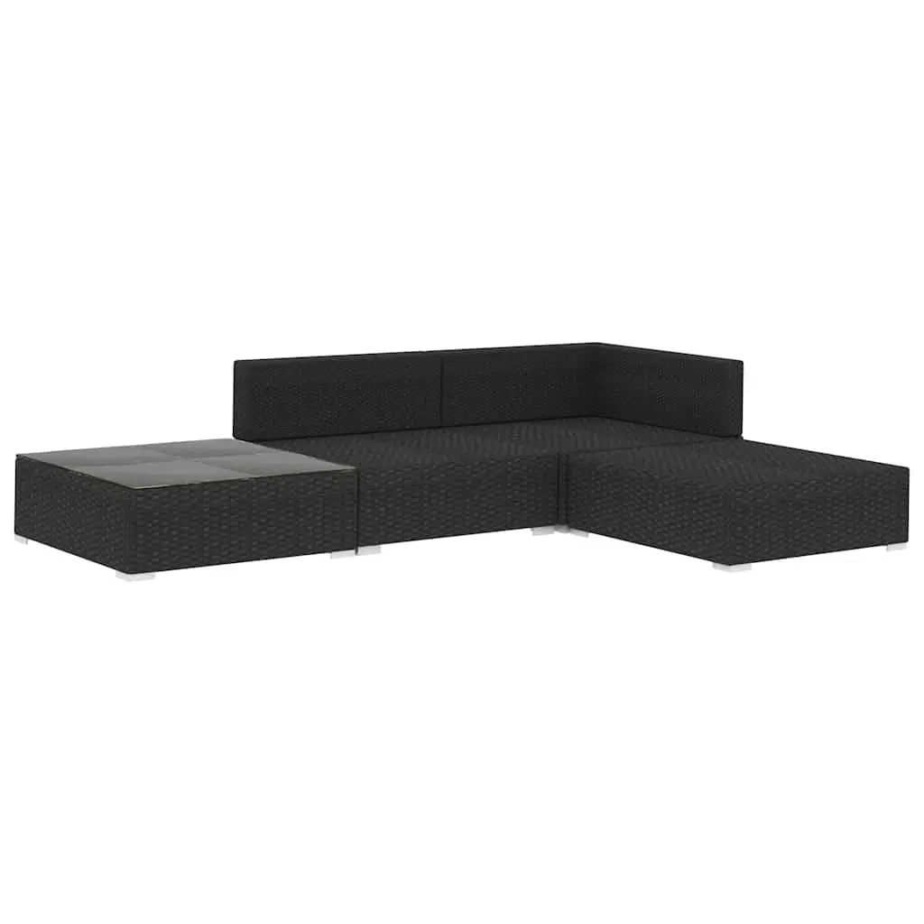 4 Piece Garden Lounge Set Outdoor Furniture Patio Sofa Black