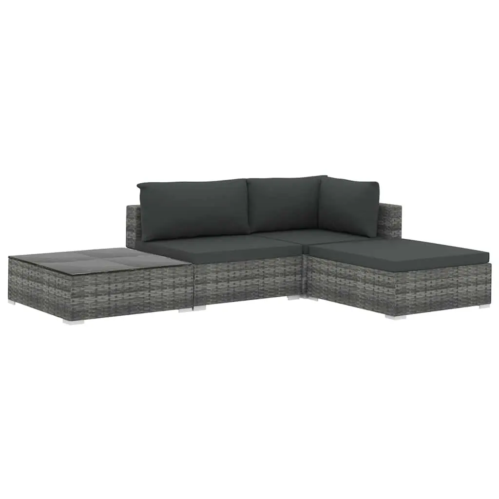 4 Piece Garden Lounge Sofa Set Outdoor Furniture Patio Grey Rattan