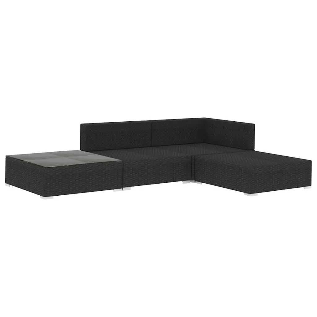Outdoor Lounge Set Modular Black Rattan Cushion Weather Resistant 4 Piece