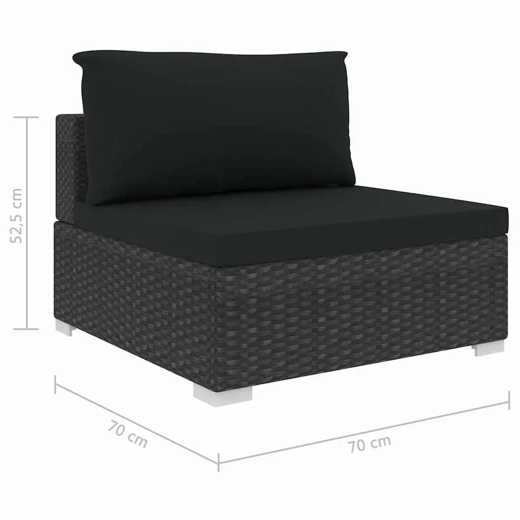 Outdoor Lounge Set Modular Black Rattan Cushion Weather Resistant 4 Piece