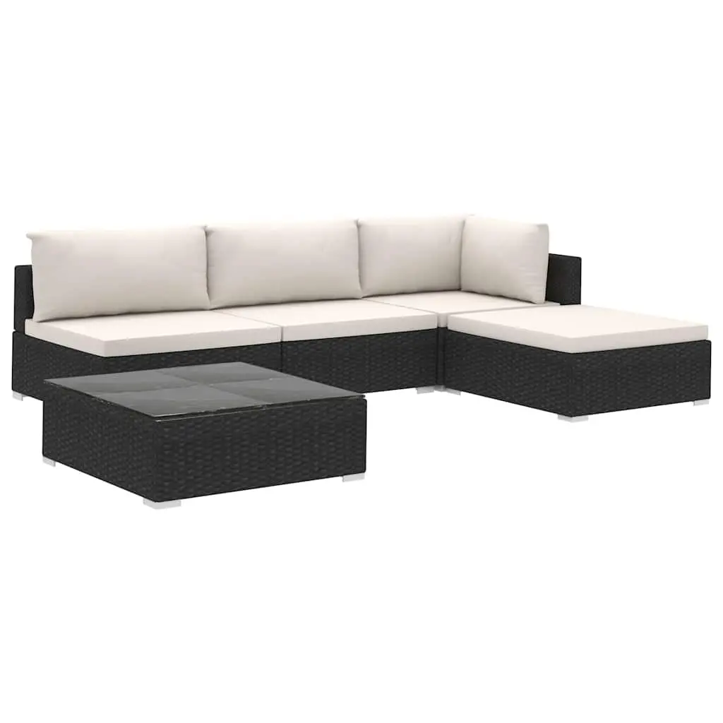 5 Piece Garden Lounge Set Outdoor Patio Sofa with Cushions Black