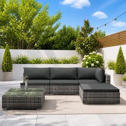 Comfortable 5 Piece Outdoor Rattan Set with Cushions