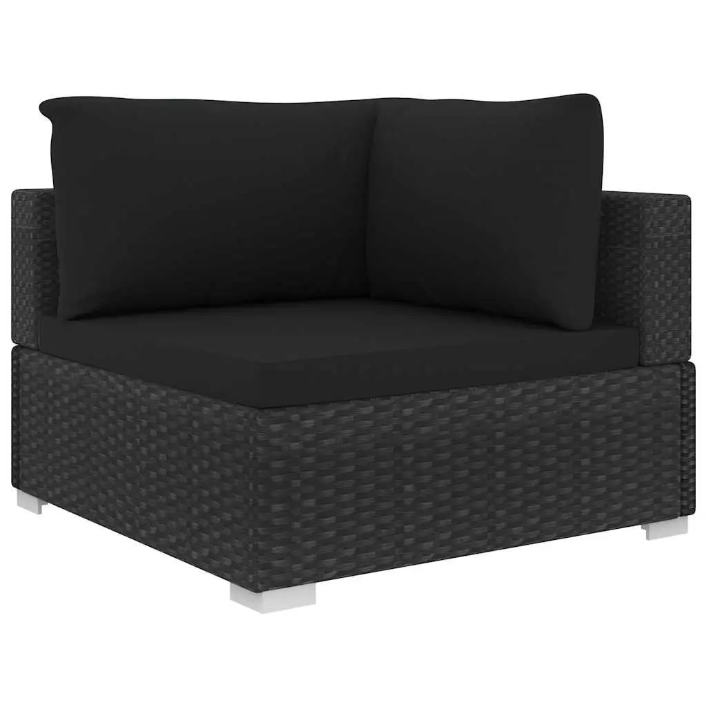5 Piece Outdoor Garden Lounge Set Modular Patio Furniture Black PE Rattan