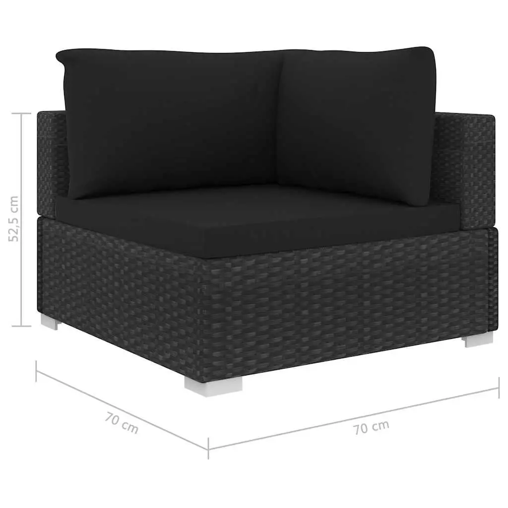 5 Piece Outdoor Garden Lounge Set Modular Patio Furniture Black PE Rattan