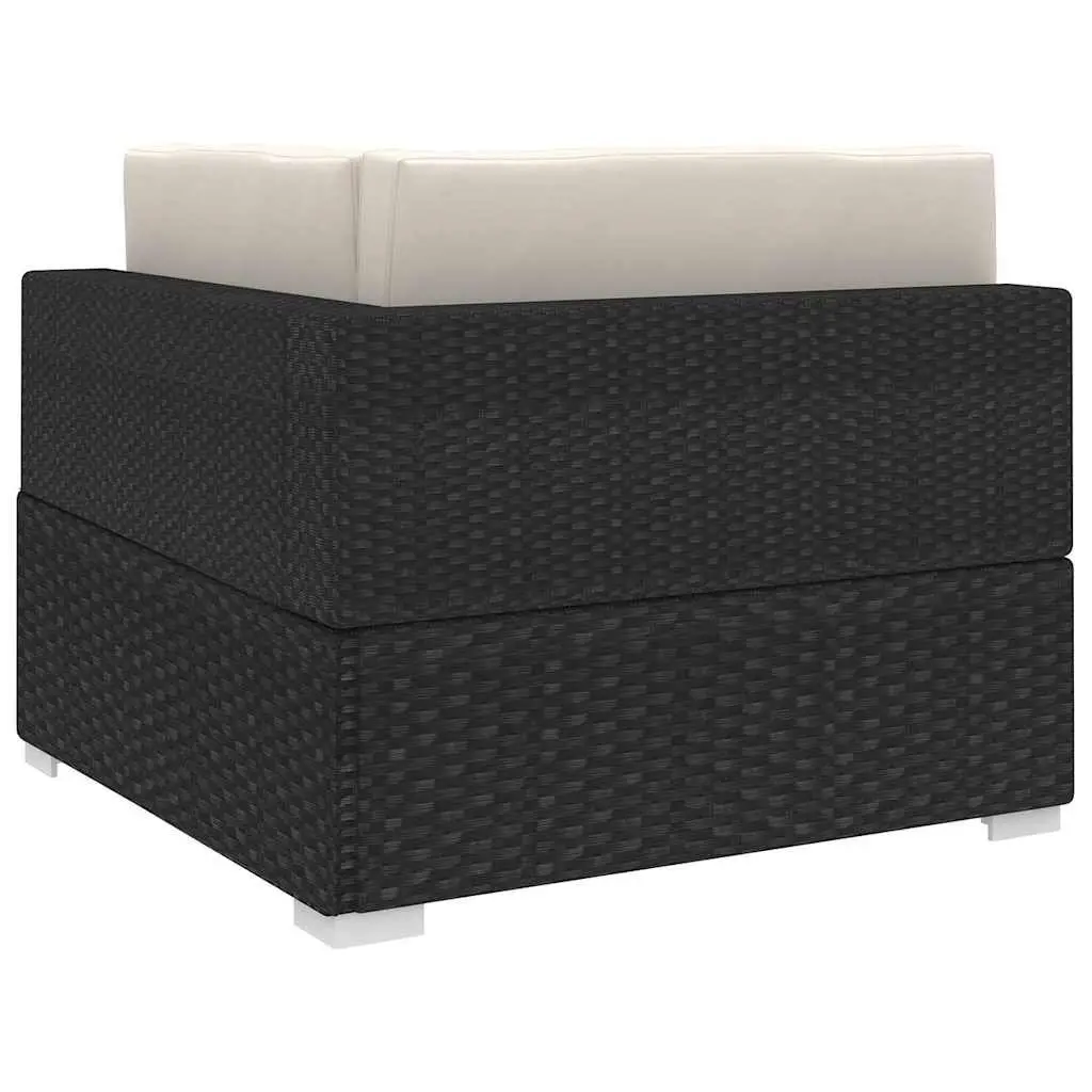 Outdoor Sectional Corner Chair Weather-resistant Poly Rattan Garden Seating Black