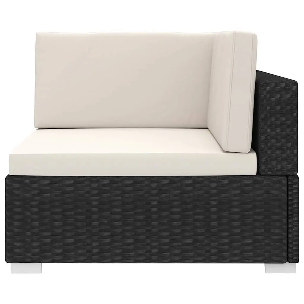 Outdoor Sectional Corner Chair Weather-resistant Poly Rattan Garden Seating Black