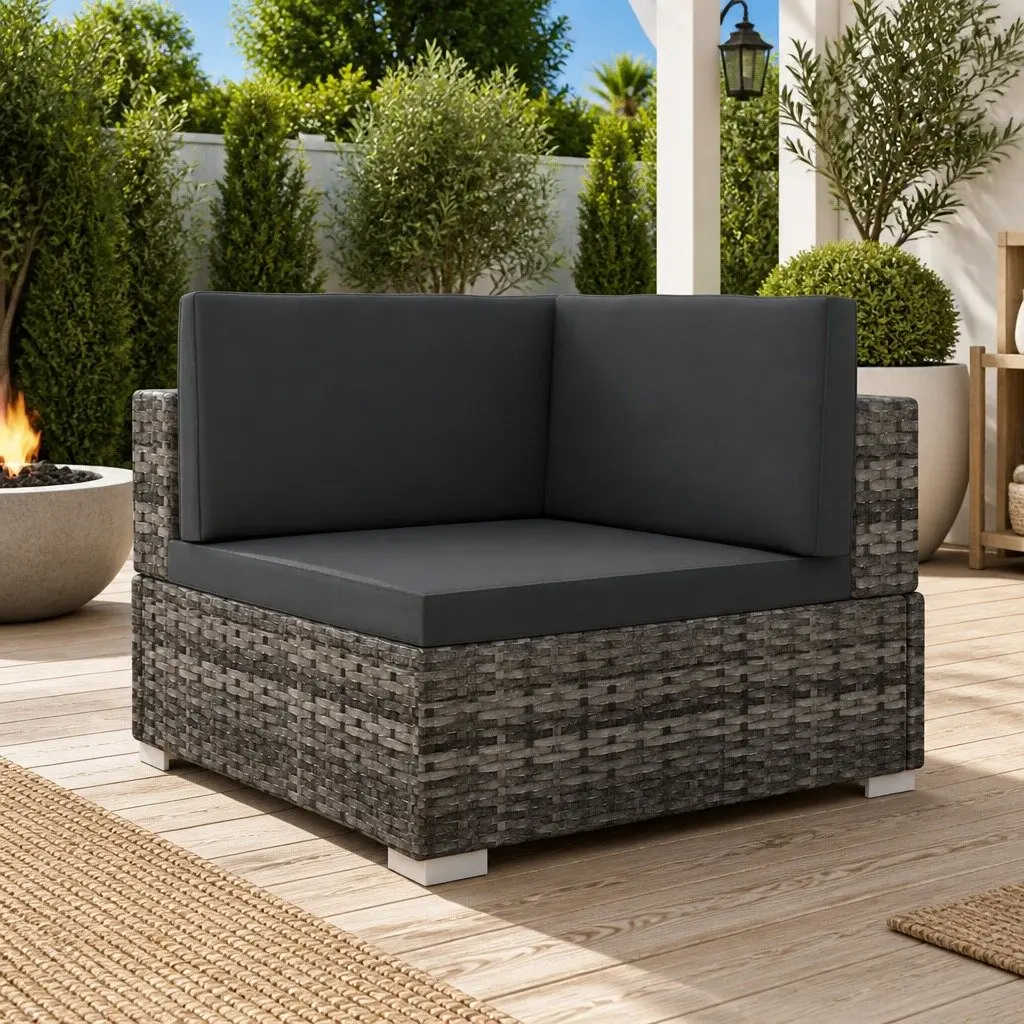 Sectional Corner Chair Outdoor Seating PE Rattan Grey