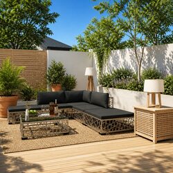 Comfortable 6 Piece Grey Lounge Set for Outdoor Enjoyment