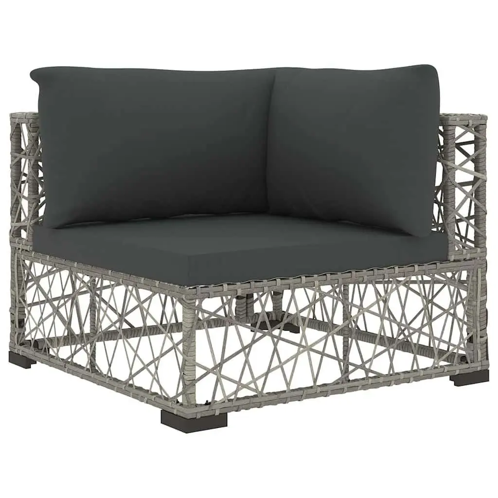 6 Piece Garden Lounge Set Outdoor Sofa with Cushions Grey Poly Rattan