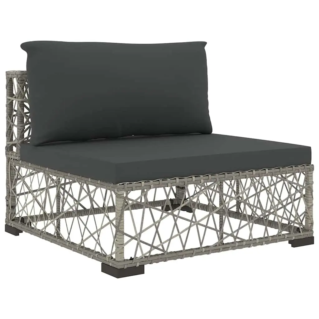 6 Piece Garden Lounge Set Outdoor Sofa with Cushions Grey Poly Rattan