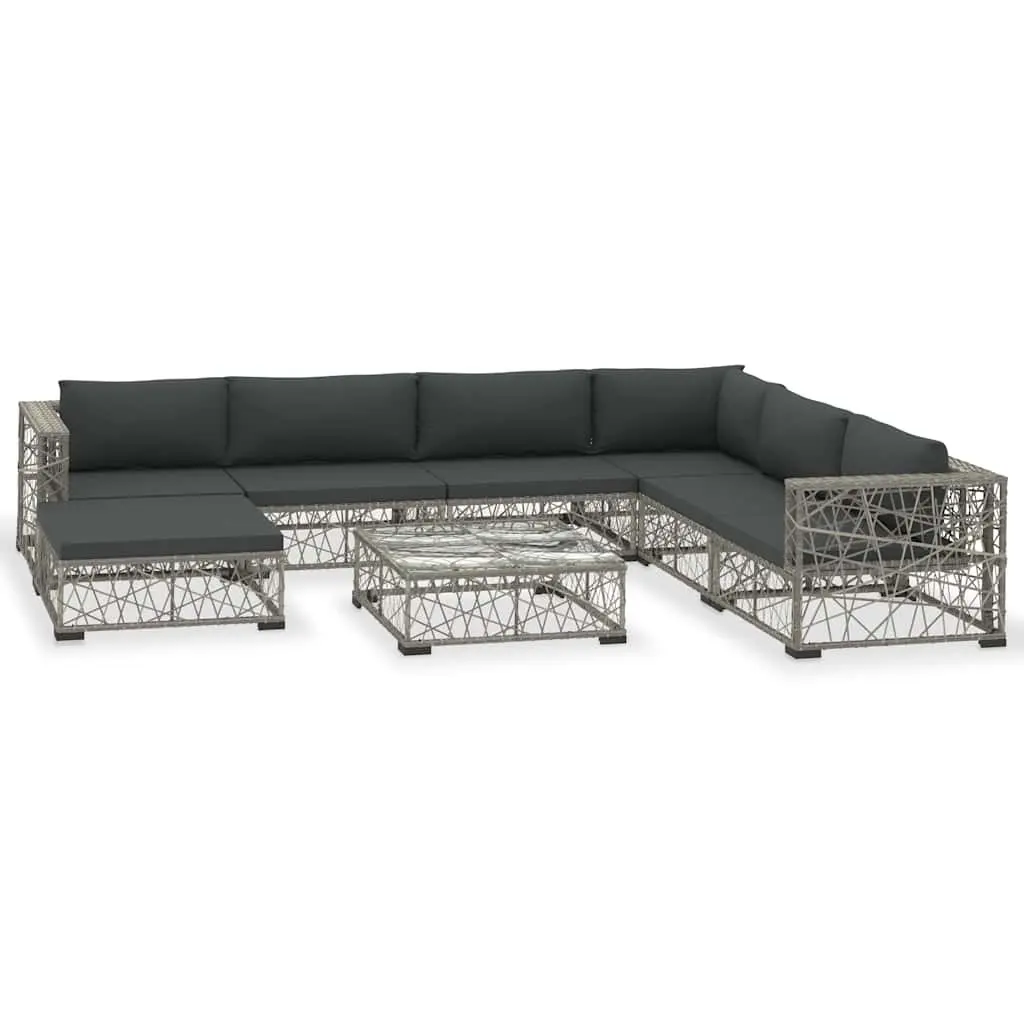 Outdoor Lounge Set 8 Piece Modular Garden Sofa Grey PE Rattan Patio Furniture