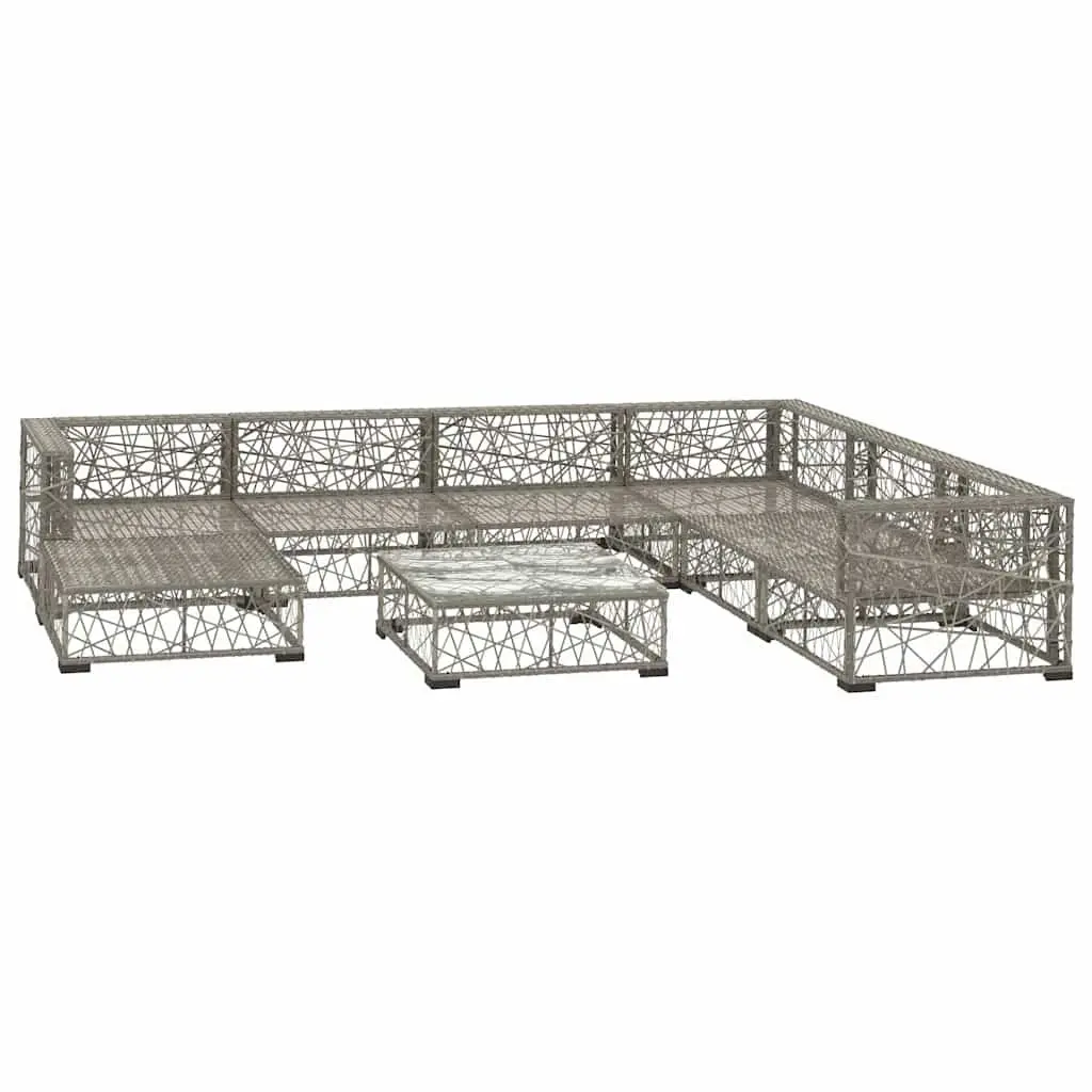 Outdoor Lounge Set 8 Piece Modular Garden Sofa Grey PE Rattan Patio Furniture