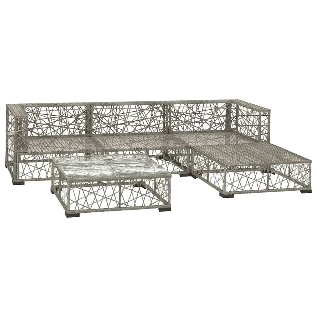 5 Piece Outdoor Garden Lounge Set Grey PE Rattan Sofa Patio Furniture Cushions