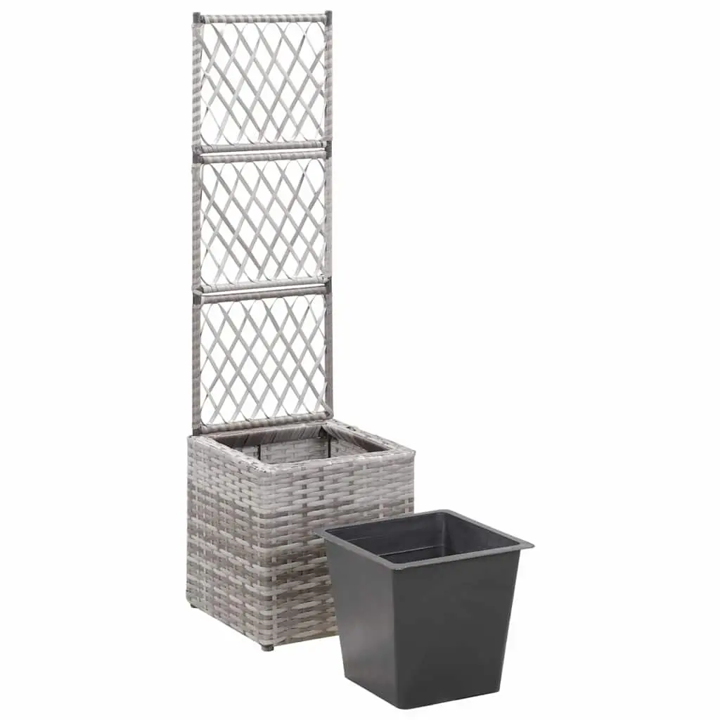 Trellis Raised Garden Bed Planter Box 30x30x107 cm Grey Poly Rattan
