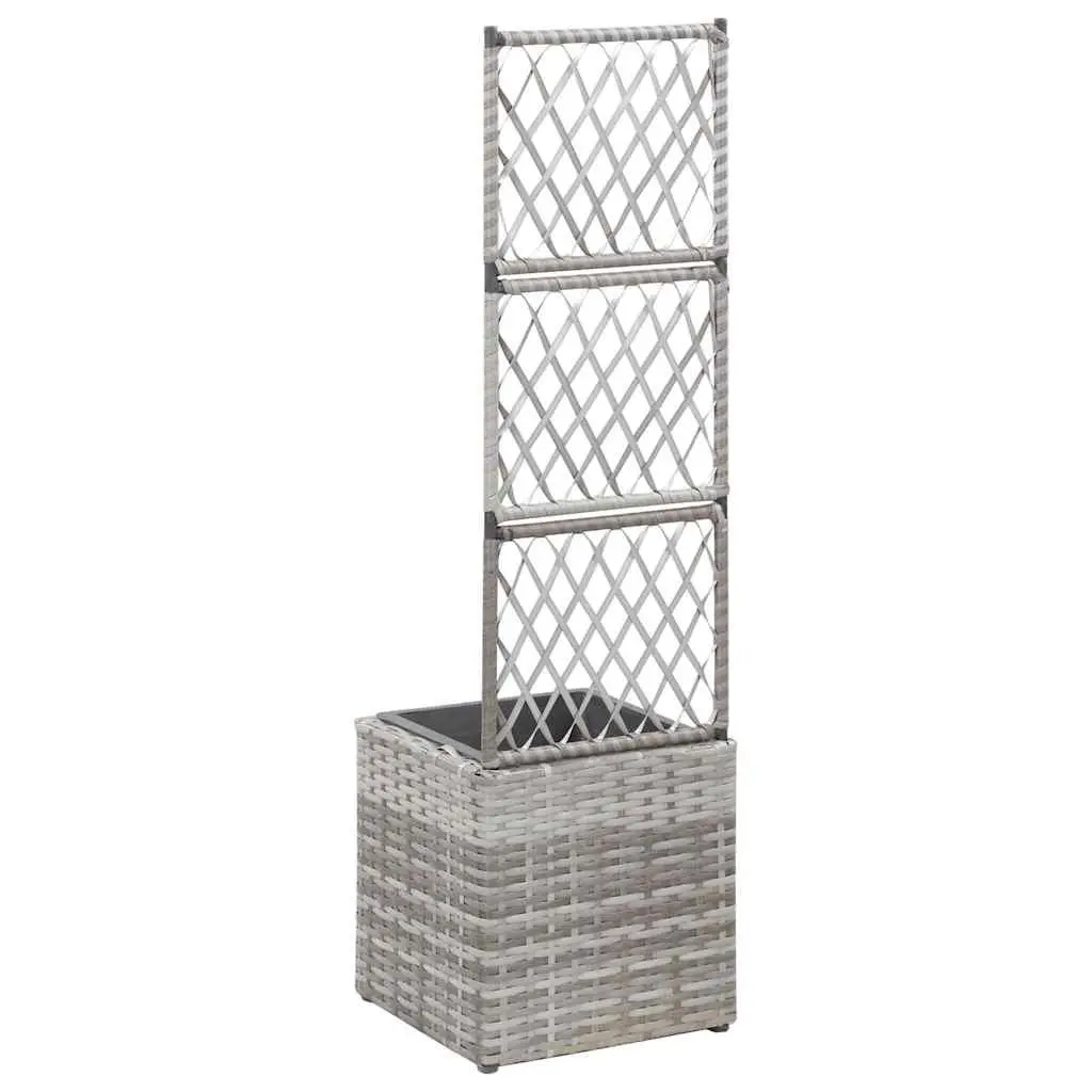 Trellis Raised Garden Bed Planter Box 30x30x107 cm Grey Poly Rattan