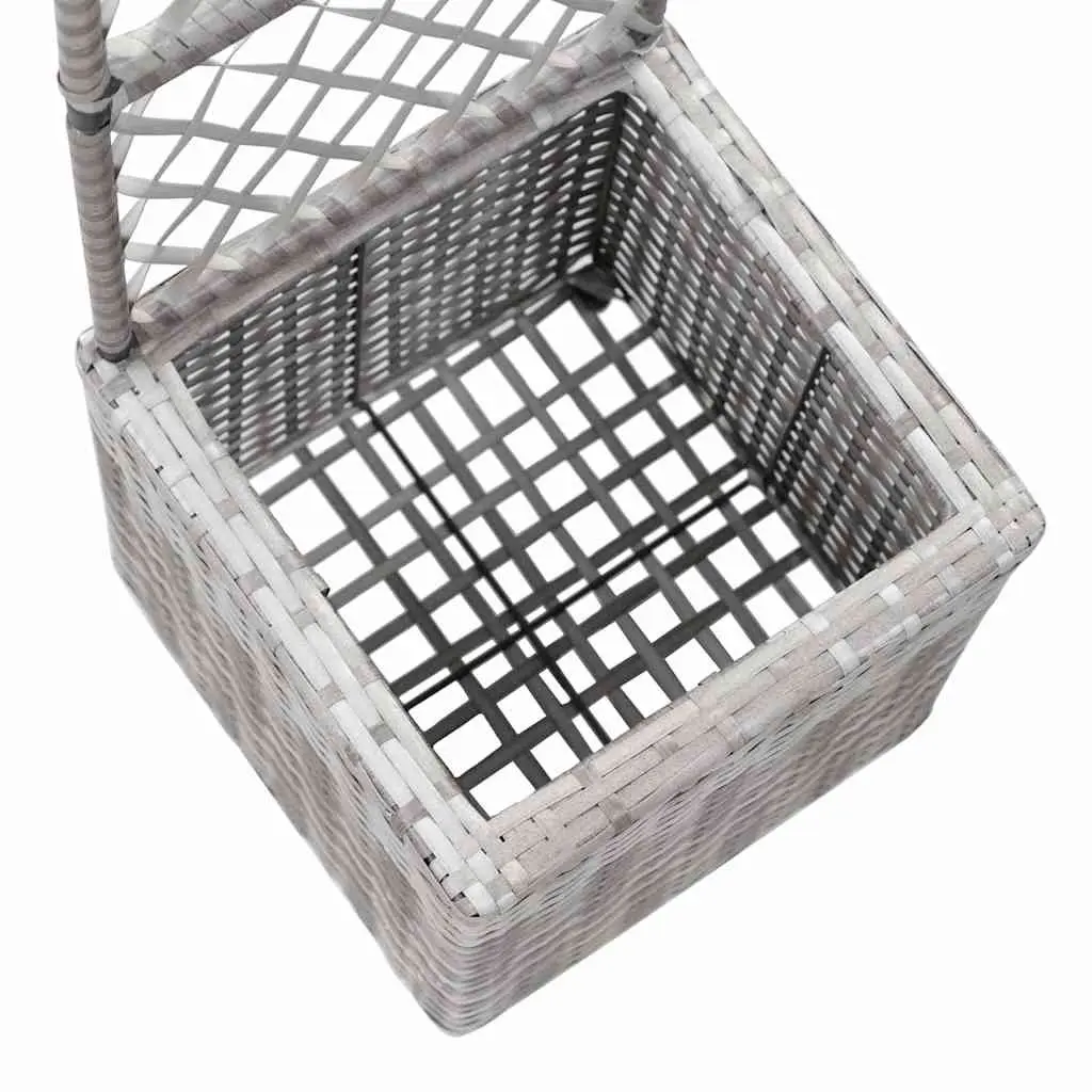 Trellis Raised Garden Bed Planter Box 30x30x107 cm Grey Poly Rattan