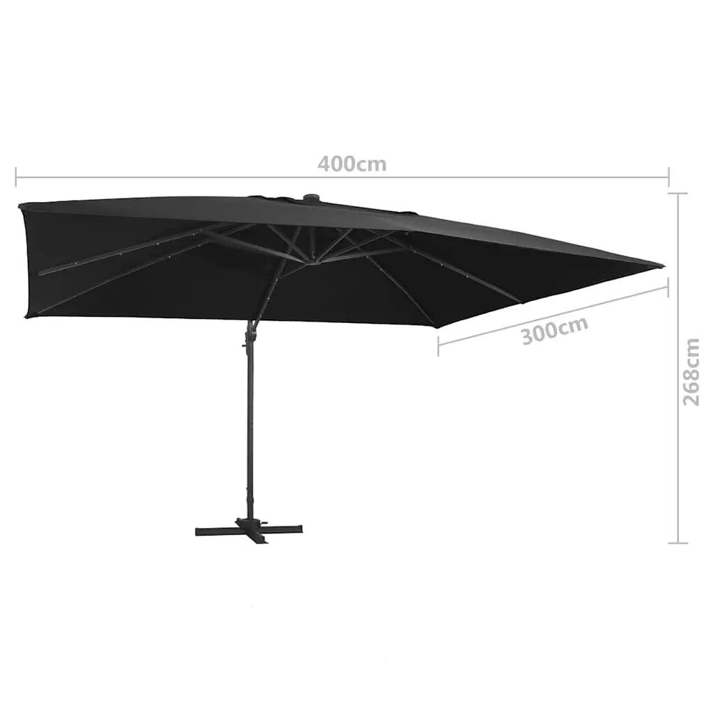 Cantilever Garden Parasol Outdoor Hanging Sunshade 400x300 cm Black
