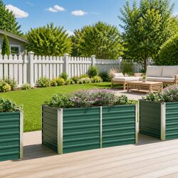 Raised Garden Bed 160x80x77cm Galvanised Steel Green Outdoor Planter Box