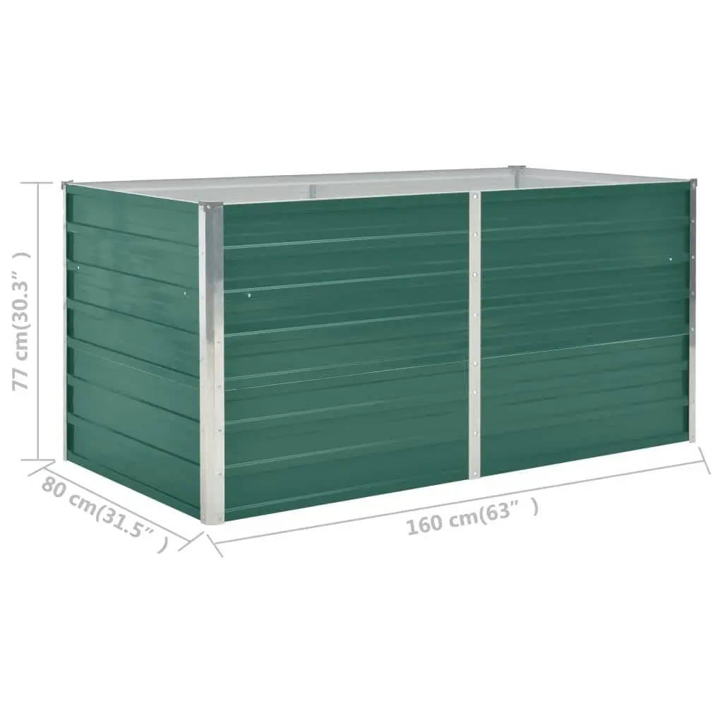 Raised Garden Bed 160x80x77cm Galvanised Steel Green Outdoor Planter Box