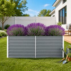 Raised Garden Bed 160x80x45 cm Galvanised Steel Rectangular Planter Grey