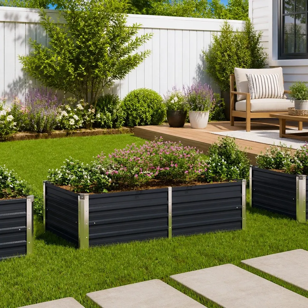Raised Garden Bed Rectangular Planter 160x80x45 cm Anthracite Steel Construction