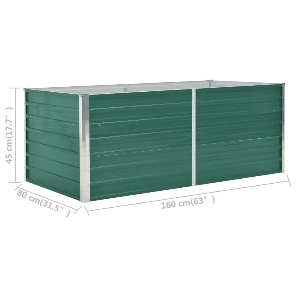 Raised Garden Bed Galvanised Steel Planter 160x80x45 cm Green Rectangular