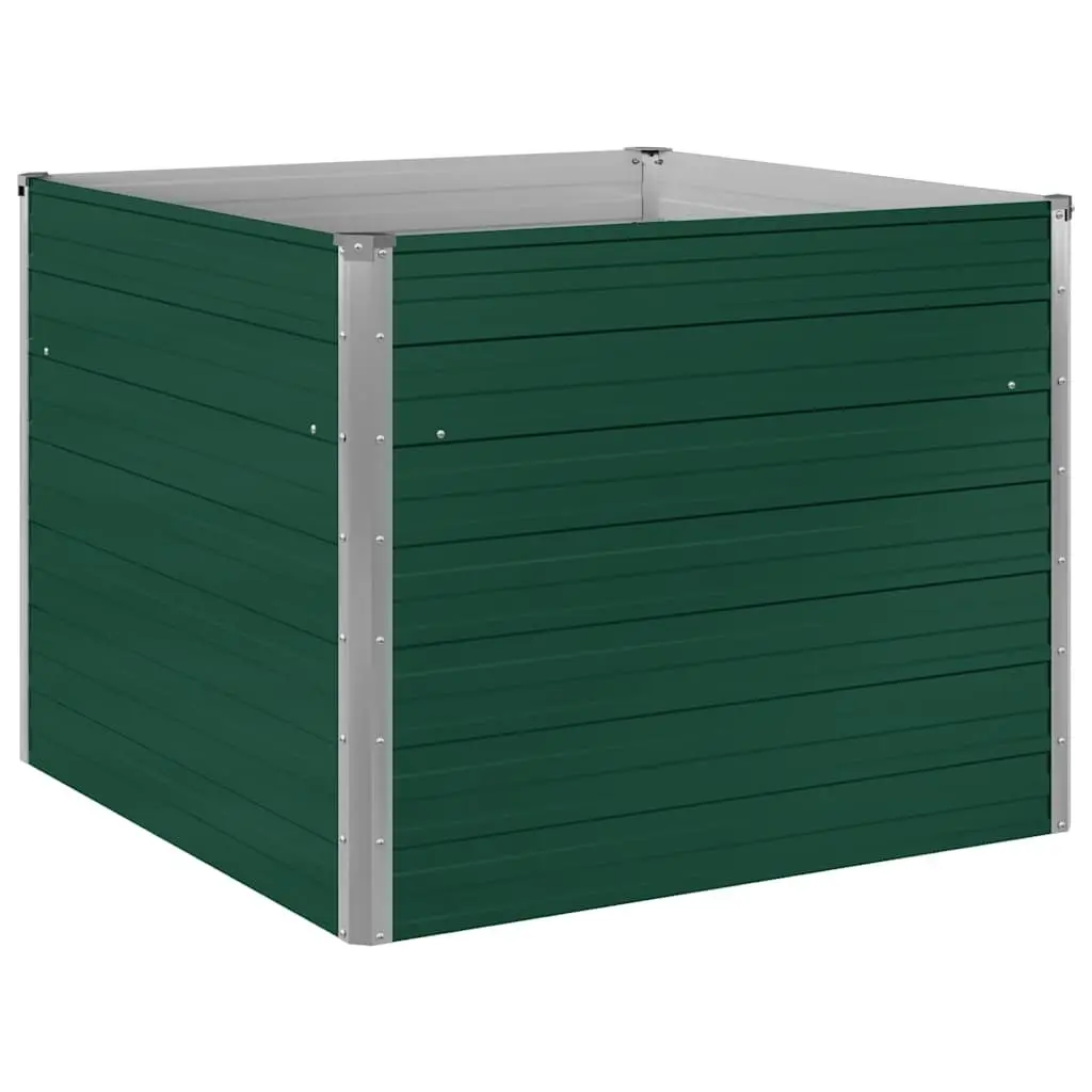 Raised Garden Bed Galvanised Steel Planter 100x100x77 cm Green Open Bottom