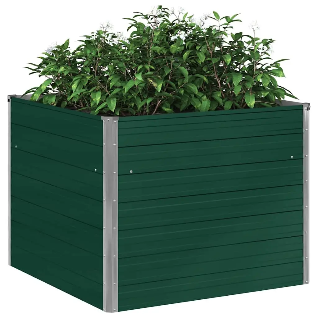 Raised Garden Bed Galvanised Steel Planter 100x100x77 cm Green Open Bottom