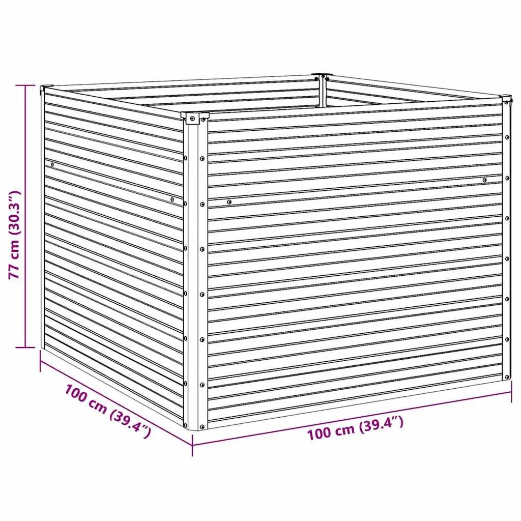 Raised Garden Bed Galvanised Steel Planter 100x100x77 cm Green Open Bottom