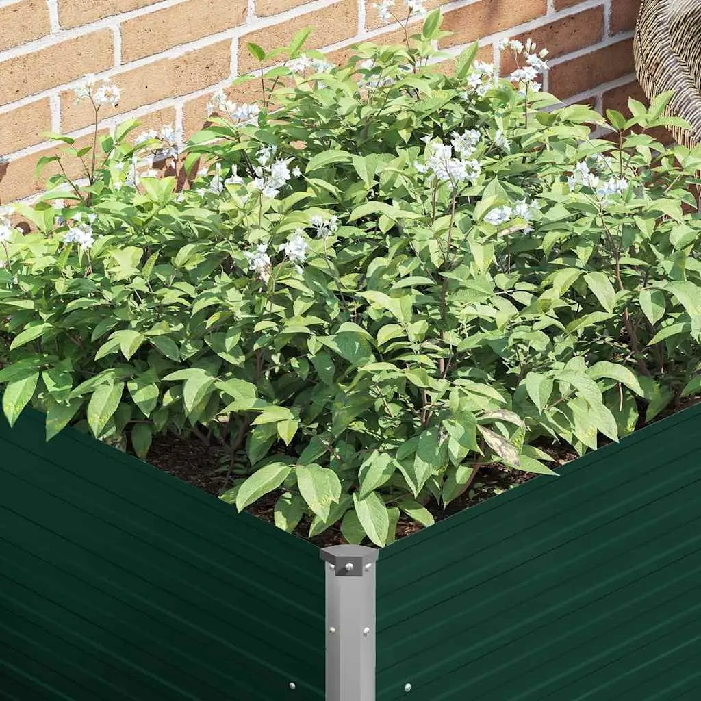 Raised Garden Bed Galvanised Steel Planter 100x100x77 cm Green Open Bottom