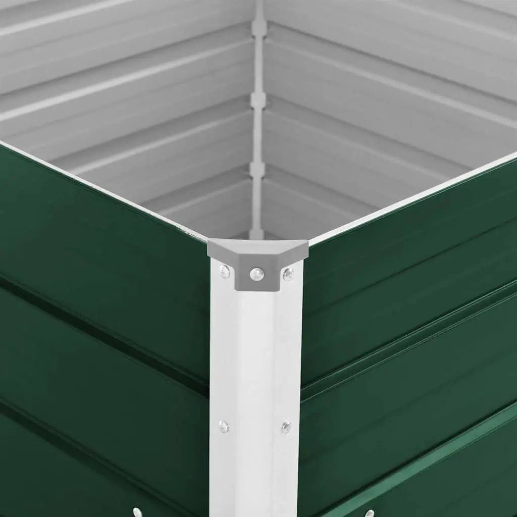 Raised Garden Bed Galvanised Steel Planter 100x100x77 cm Green Open Bottom