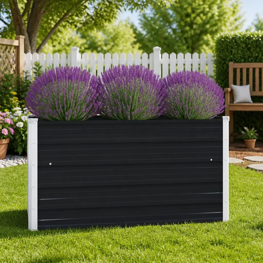 Raised Garden Bed Square Planter Box 100x100x45 cm Outdoor Gardening Container Anthracite