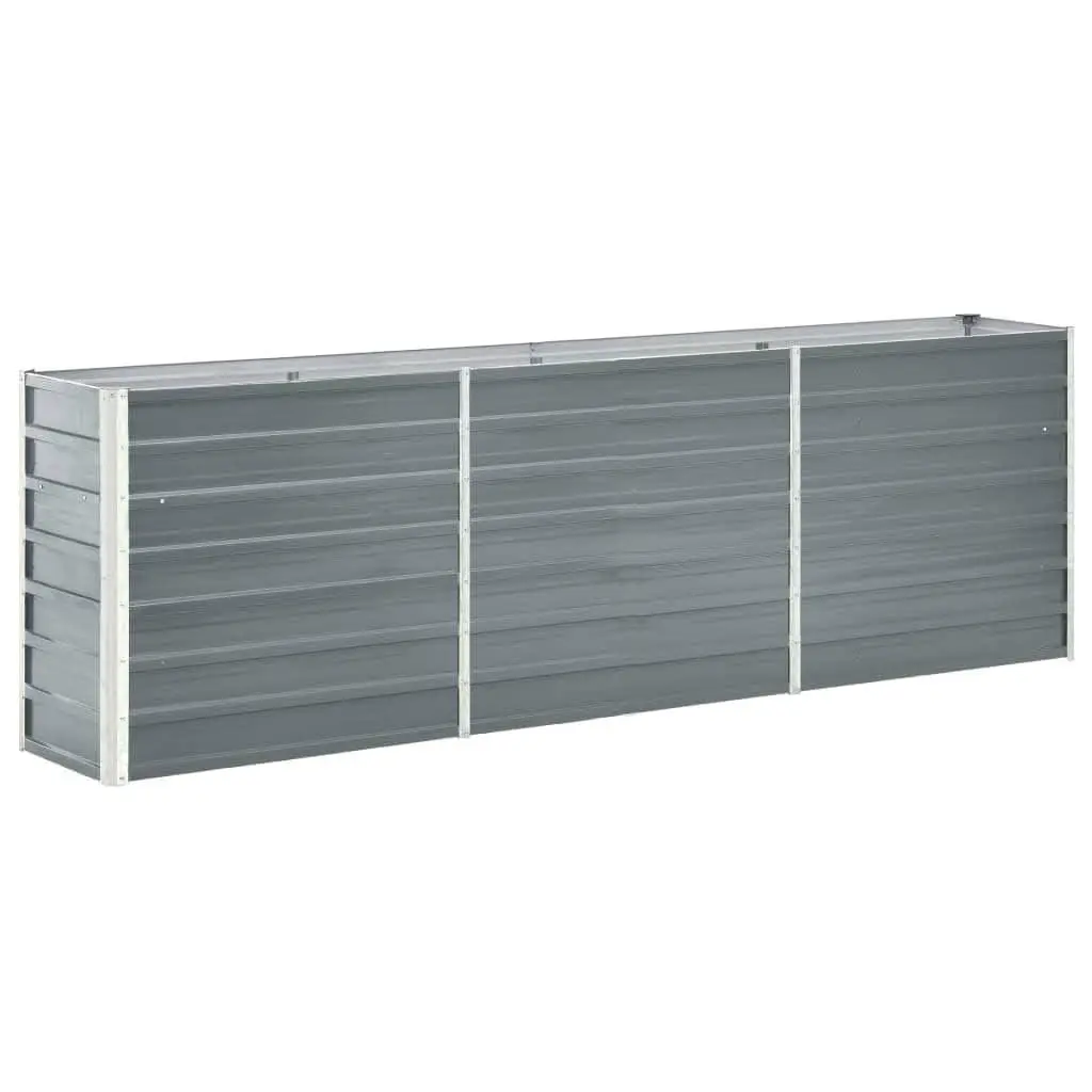 Raised Garden Bed Galvanised Steel 240x40x77cm Grey Outdoor Planter Box