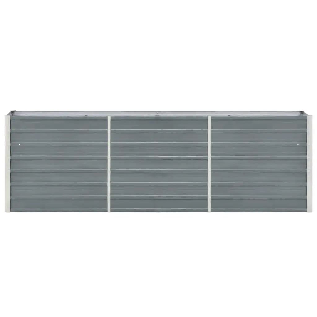 Raised Garden Bed Galvanised Steel 240x40x77cm Grey Outdoor Planter Box