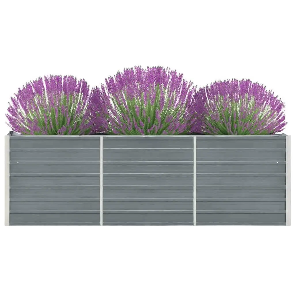 Raised Garden Bed Galvanised Steel 240x40x77cm Grey Outdoor Planter Box