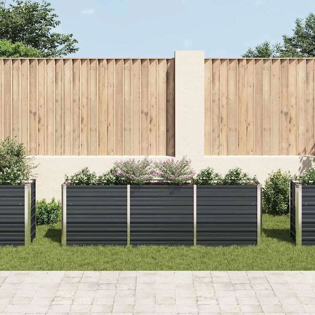Raised Garden Bed Anthracite Galvanised Steel Outdoor Planter 240 x 40 x 77 cm
