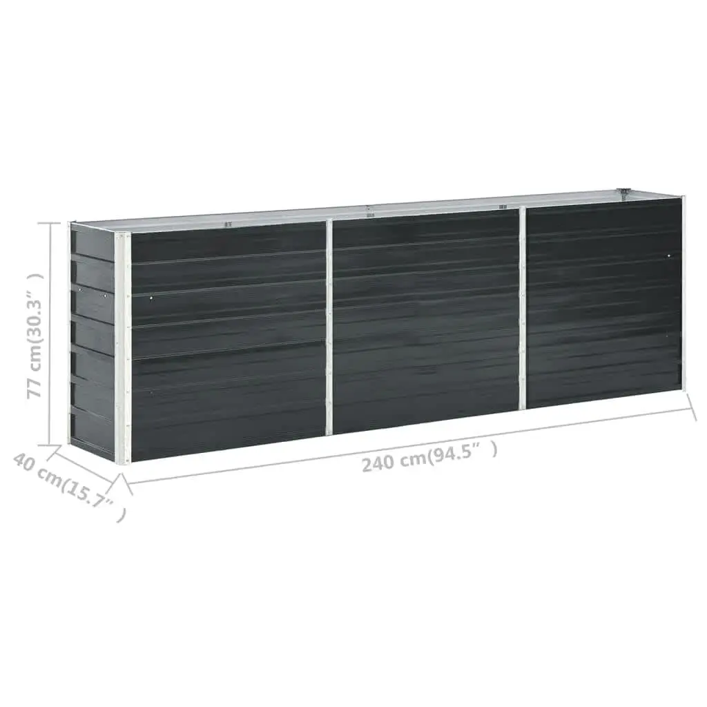 Raised Garden Bed Anthracite Galvanised Steel Outdoor Planter 240 x 40 x 77 cm